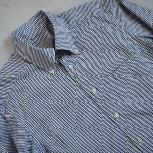 Ermenegildo Zegna Sz M Blue and White Check Dress Shirt 100% Cotton
